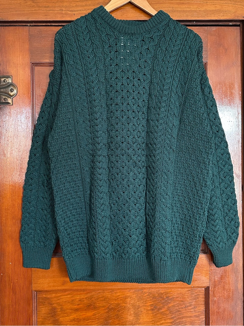 New The Irish Store Merino Wool Chunky Knit Fisherman Sweater Size XL Heritage